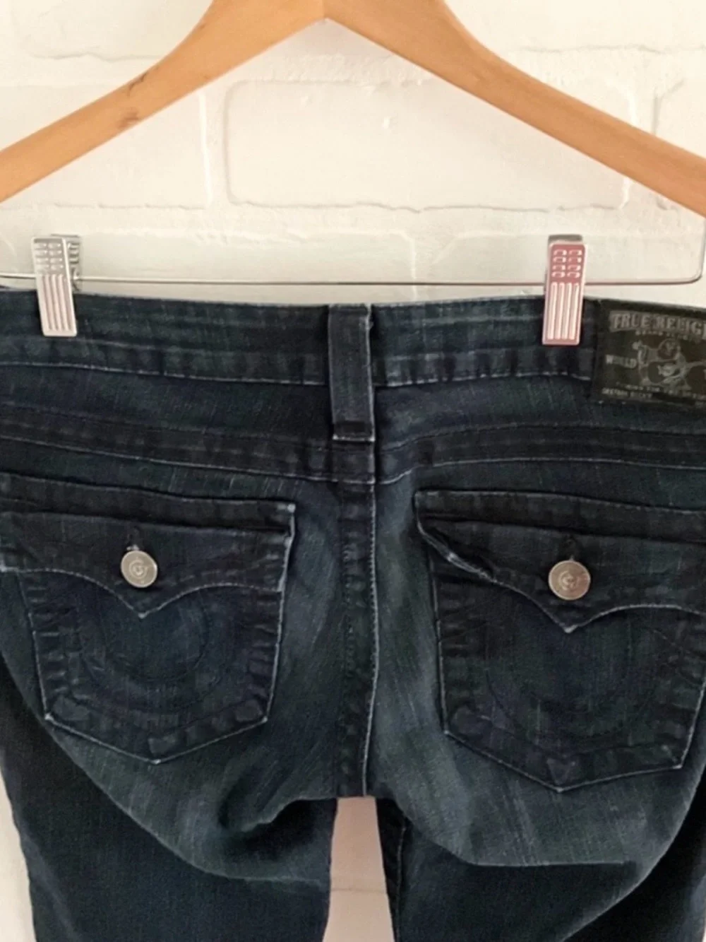 True Religion Y2K Becky Flare Jeans Low Rise Stretch USA Sz 28 - Picture 8 of 12